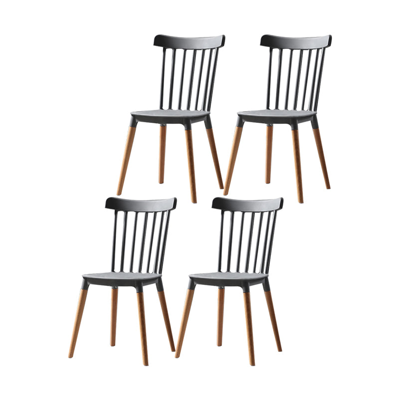 Silla con respaldo de listones de estilo moderno, sillas sin brazos con patas de madera para cocina