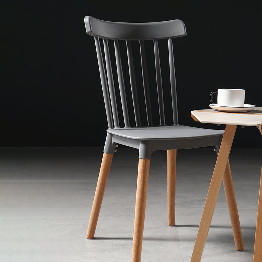 Silla con respaldo de listones de estilo moderno, sillas sin brazos con patas de madera para cocina