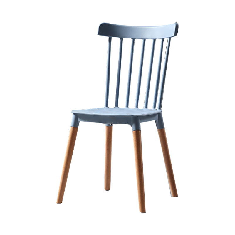 Silla con respaldo de listones de estilo moderno, sillas sin brazos con patas de madera para cocina