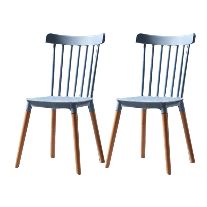 Silla con respaldo de listones de estilo moderno, sillas sin brazos con patas de madera para cocina