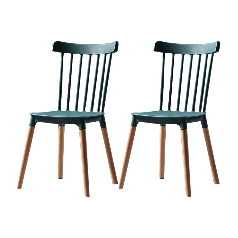Silla con respaldo de listones de estilo moderno, sillas sin brazos con patas de madera para cocina