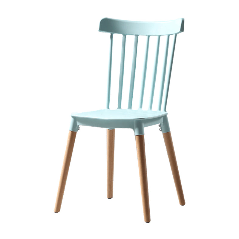 Silla con respaldo de listones de estilo moderno, sillas sin brazos con patas de madera para cocina