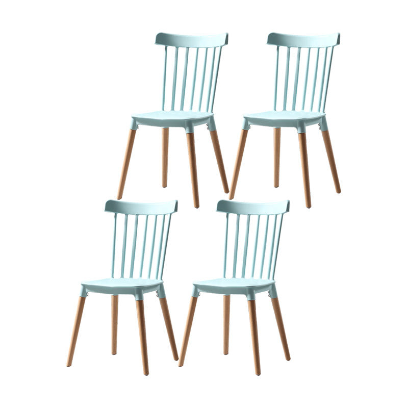 Silla con respaldo de listones de estilo moderno, sillas sin brazos con patas de madera para cocina