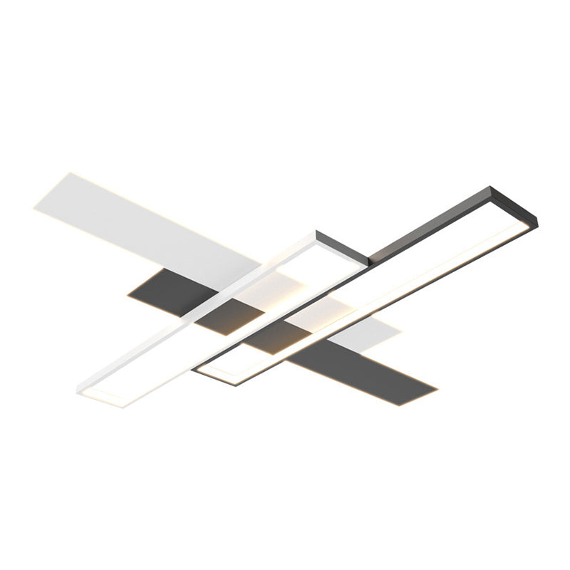 Contemporary Geometric Flush Light Fixture Metal Flushmount Lighting in Black and White