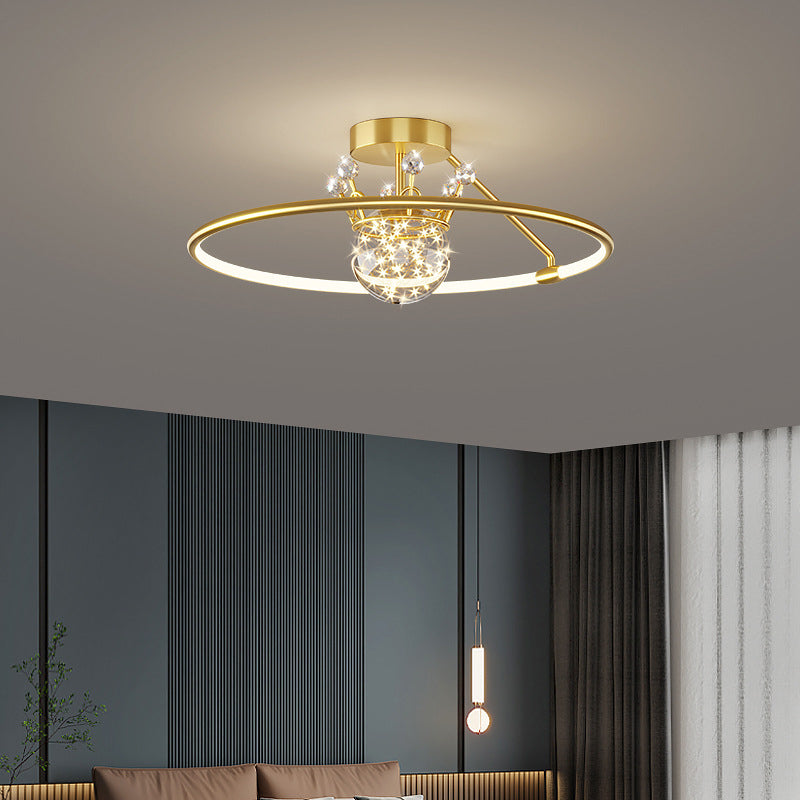 Sphère contemporaine Flush Lightture Metal 2 Lumière Lumière Flushmount Éclairage pour chambre à coucher