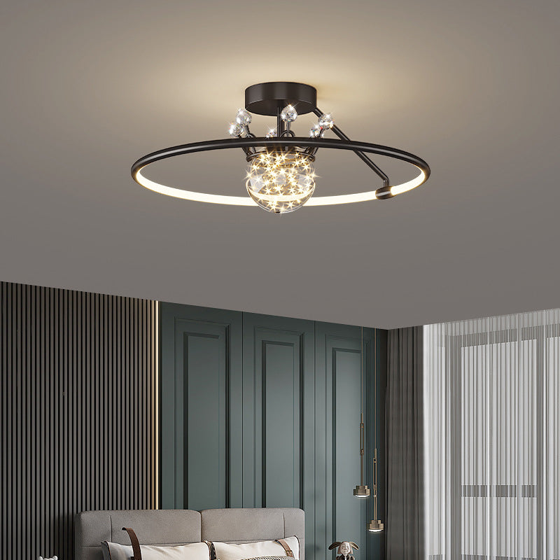 Sphère contemporaine Flush Lightture Metal 2 Lumière Lumière Flushmount Éclairage pour chambre à coucher