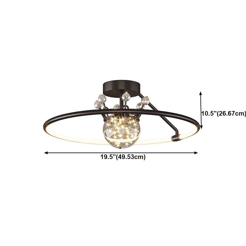 Sphère contemporaine Flush Lightture Metal 2 Lumière Lumière Flushmount Éclairage pour chambre à coucher