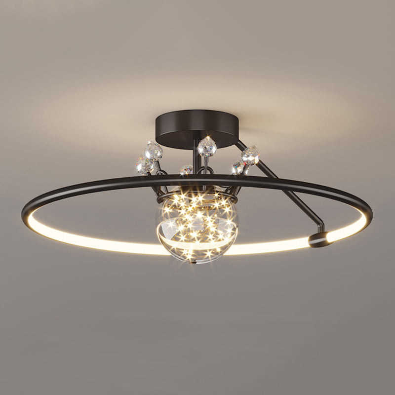 Sphère contemporaine Flush Lightture Metal 2 Lumière Lumière Flushmount Éclairage pour chambre à coucher