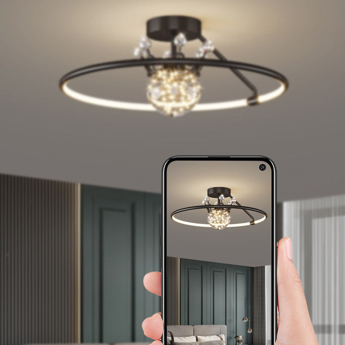 Sphère contemporaine Flush Lightture Metal 2 Lumière Lumière Flushmount Éclairage pour chambre à coucher