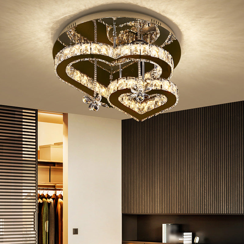 Corazón contemporáneo Flush Lighting Crystal 2 Luz de techo de luz de luz