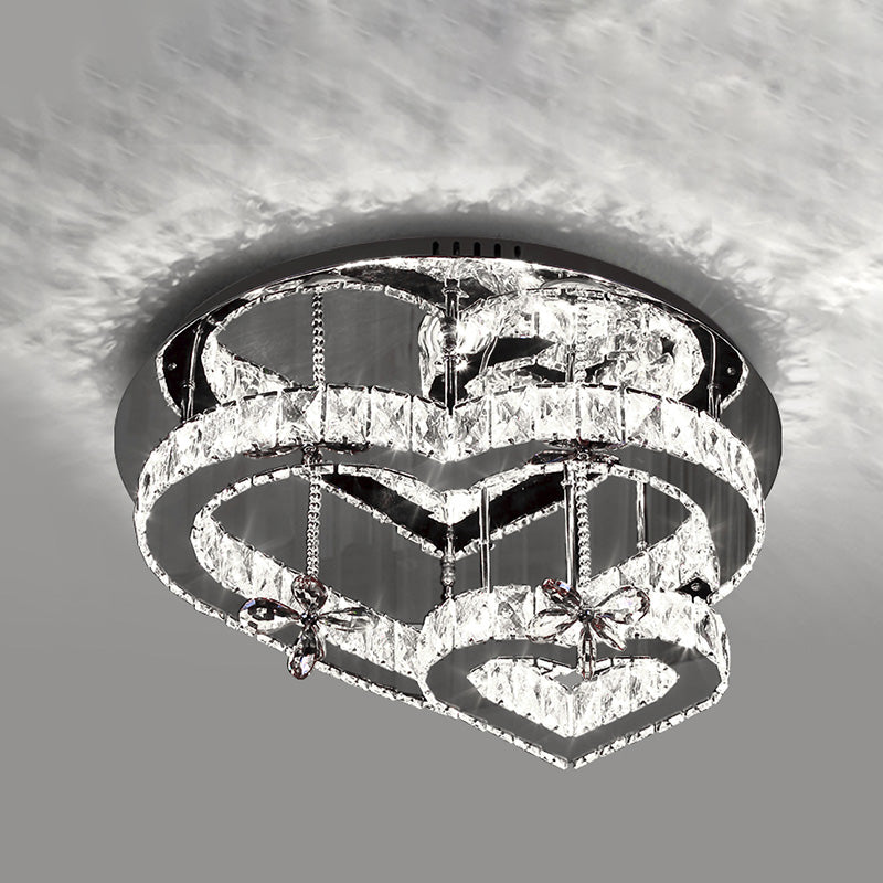 Crimorary Heart Flush Lightture Crystal 2 Light Flush Plafond Light