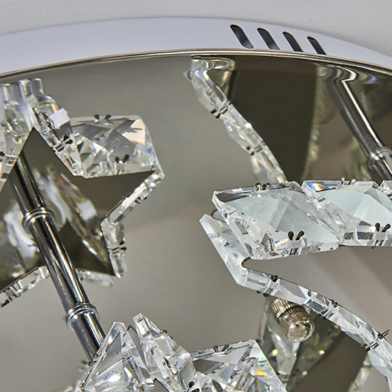 Contemporary Star Flush Light Crystal Flush Mount Ceiling Fixture in Silver