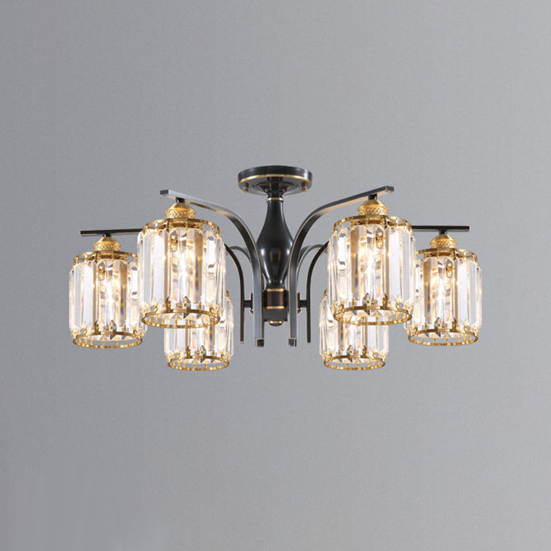 Éclairage de plafond de chambre à coucher multi-tampons moderne de cuivre en cuivre avec nuance en cristal