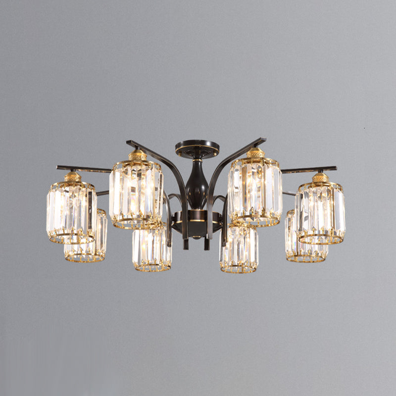 Éclairage de plafond de chambre à coucher multi-tampons moderne de cuivre en cuivre avec nuance en cristal