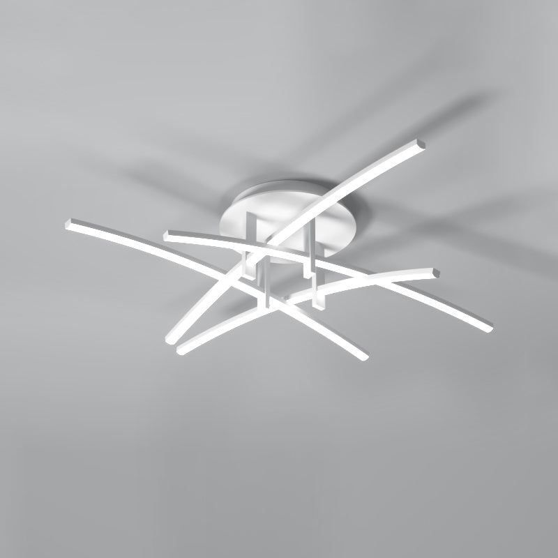 Style simple linéaire Semi Flush Fush Multi-Head Bedroom Plafond Éclairage avec une teinte acrylique