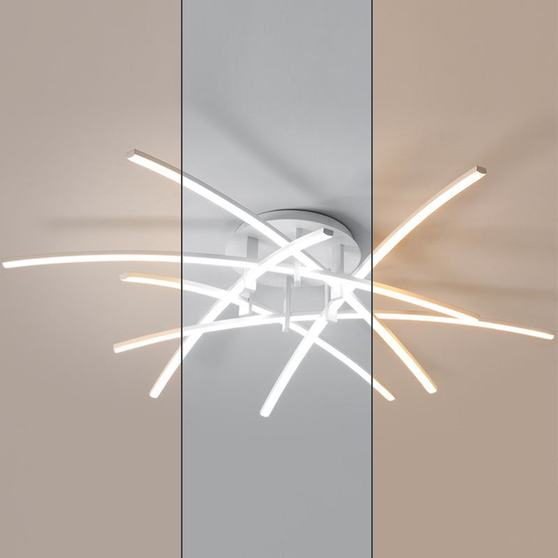 Style simple linéaire Semi Flush Fush Multi-Head Bedroom Plafond Éclairage avec une teinte acrylique