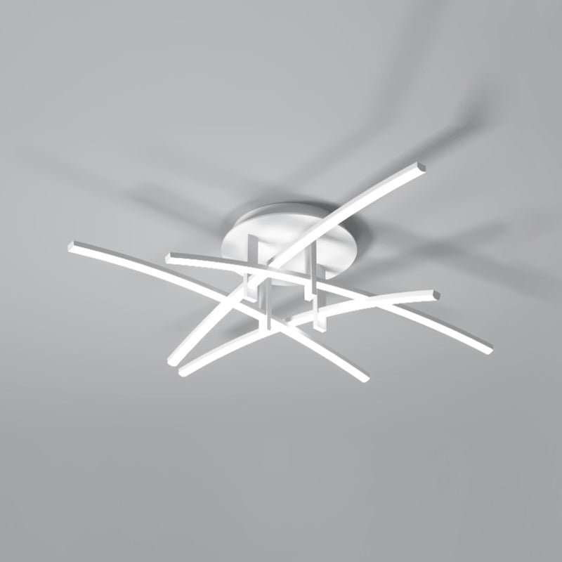 Style simple linéaire Semi Flush Fush Multi-Head Bedroom Plafond Éclairage avec une teinte acrylique