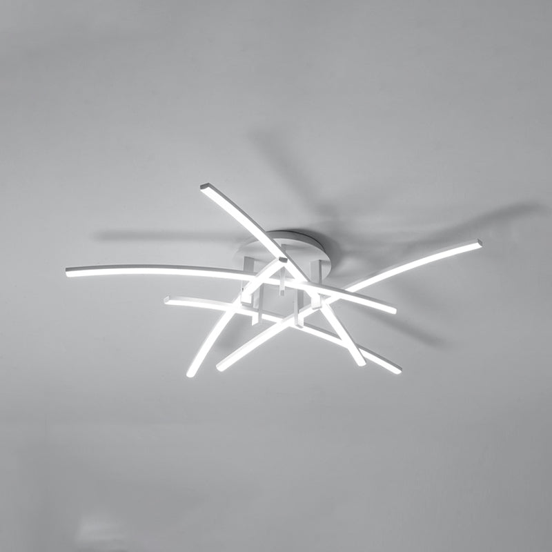 Style simple linéaire Semi Flush Fush Multi-Head Bedroom Plafond Éclairage avec une teinte acrylique