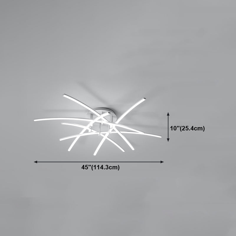 Style simple linéaire Semi Flush Fush Multi-Head Bedroom Plafond Éclairage avec une teinte acrylique