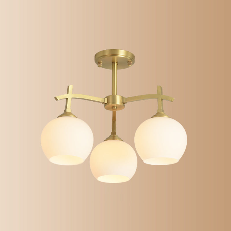 Nordic Messing Deckenleuchte Glasschatten Multi -Licht -Flush -Licht für Wohnzimmer