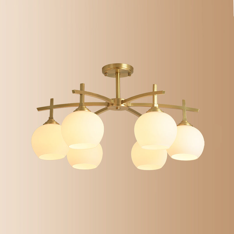 Nordic Messing Deckenleuchte Glasschatten Multi -Licht -Flush -Licht für Wohnzimmer