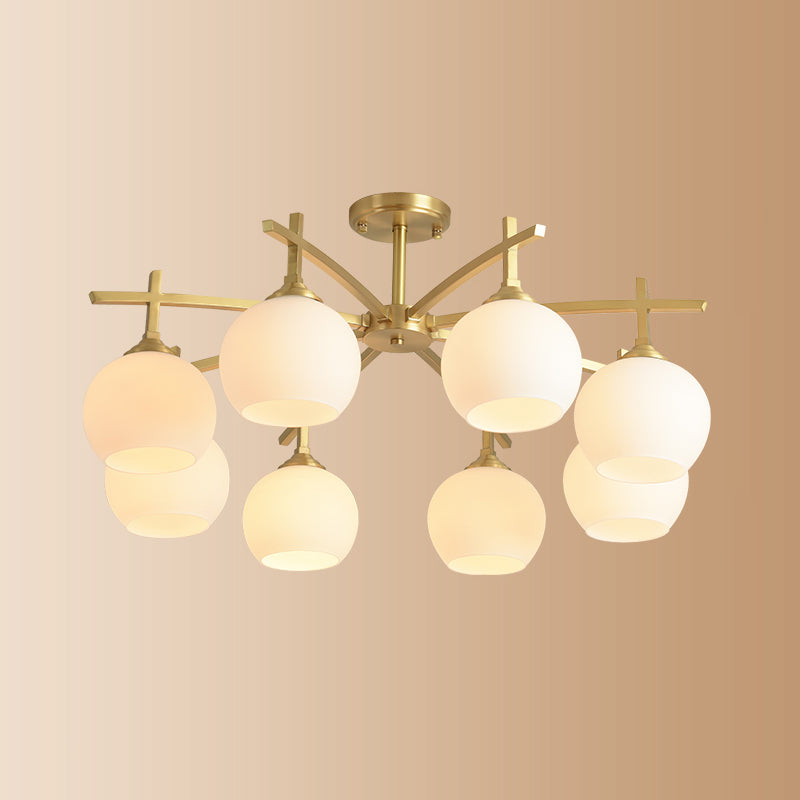 Nordic Messing Deckenleuchte Glasschatten Multi -Licht -Flush -Licht für Wohnzimmer