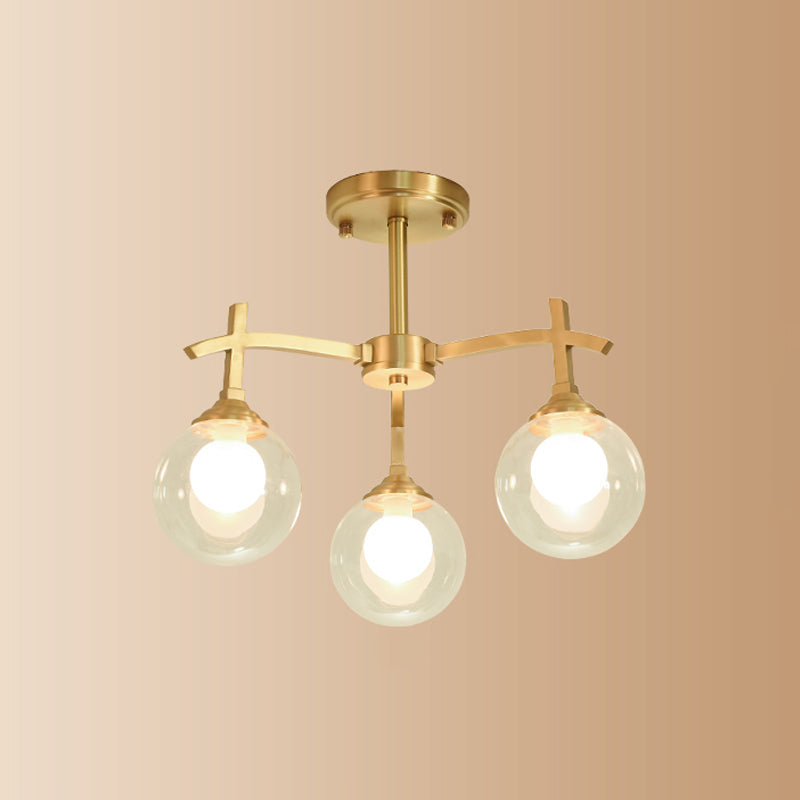 Nordic Messing Deckenleuchte Glasschatten Multi -Licht -Flush -Licht für Wohnzimmer