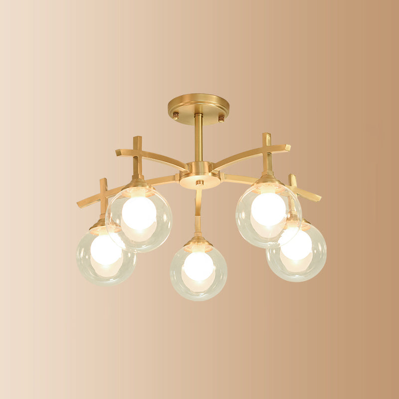 Nordic Messing Deckenleuchte Glasschatten Multi -Licht -Flush -Licht für Wohnzimmer