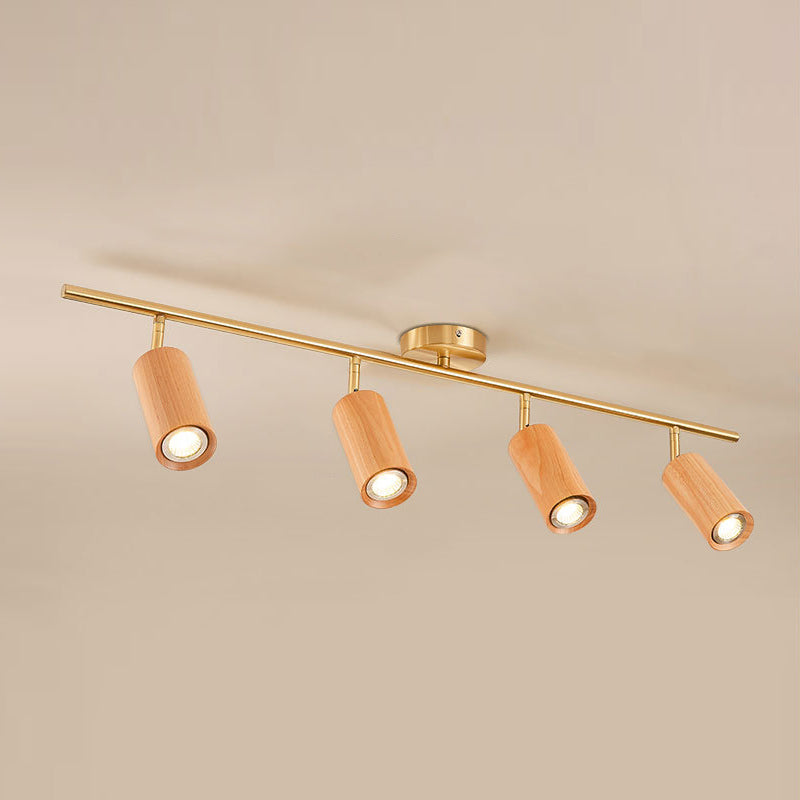 Modern Style Cylindrical Shape Ceiling Light Wood Multi Light Ceiling Light for Restaurant