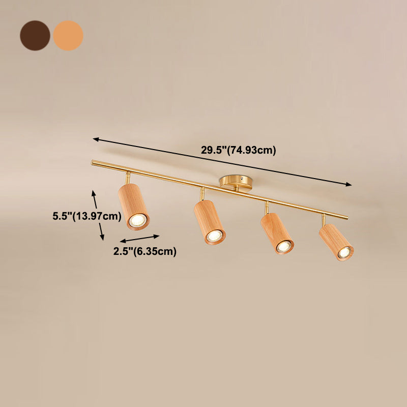 Modern Style Cylindrical Shape Ceiling Light Wood Multi Light Ceiling Light for Restaurant
