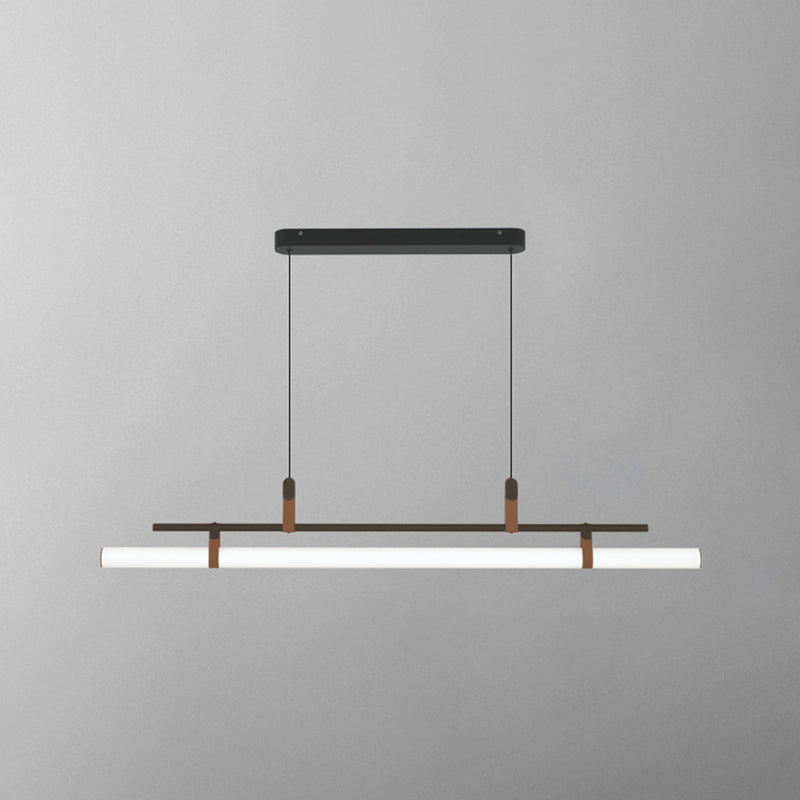 Modern Metal Island Lamp Linear Modern 1-Head Restaurant Pendant Light with Acrylic Shade