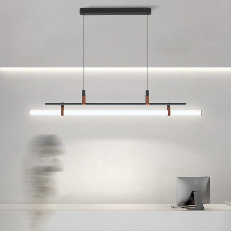 Lámpara moderna de la isla de metal lineal Luz de restaurante moderno de 1 cabeza con sombra acrílica