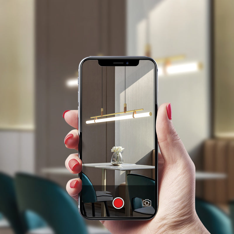 Lámpara moderna de la isla de metal lineal Luz de restaurante moderno de 1 cabeza con sombra acrílica