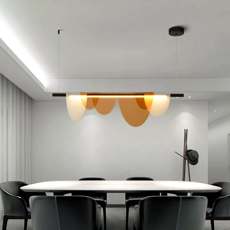 Lámpara de la isla de black metal moderna luz colgante de restaurante de geometría de 1 cabeza con sombra acrílica