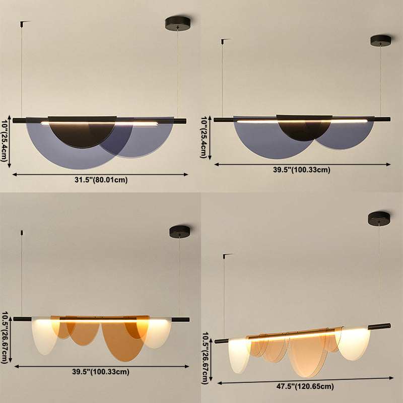 Lámpara de la isla de black metal moderna luz colgante de restaurante de geometría de 1 cabeza con sombra acrílica