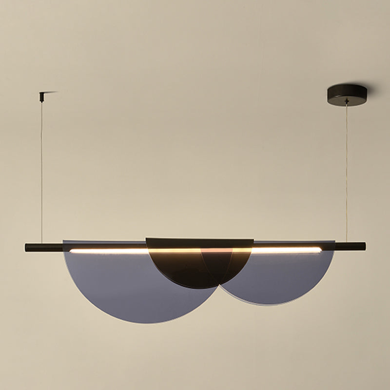 Lámpara de la isla de black metal moderna luz colgante de restaurante de geometría de 1 cabeza con sombra acrílica