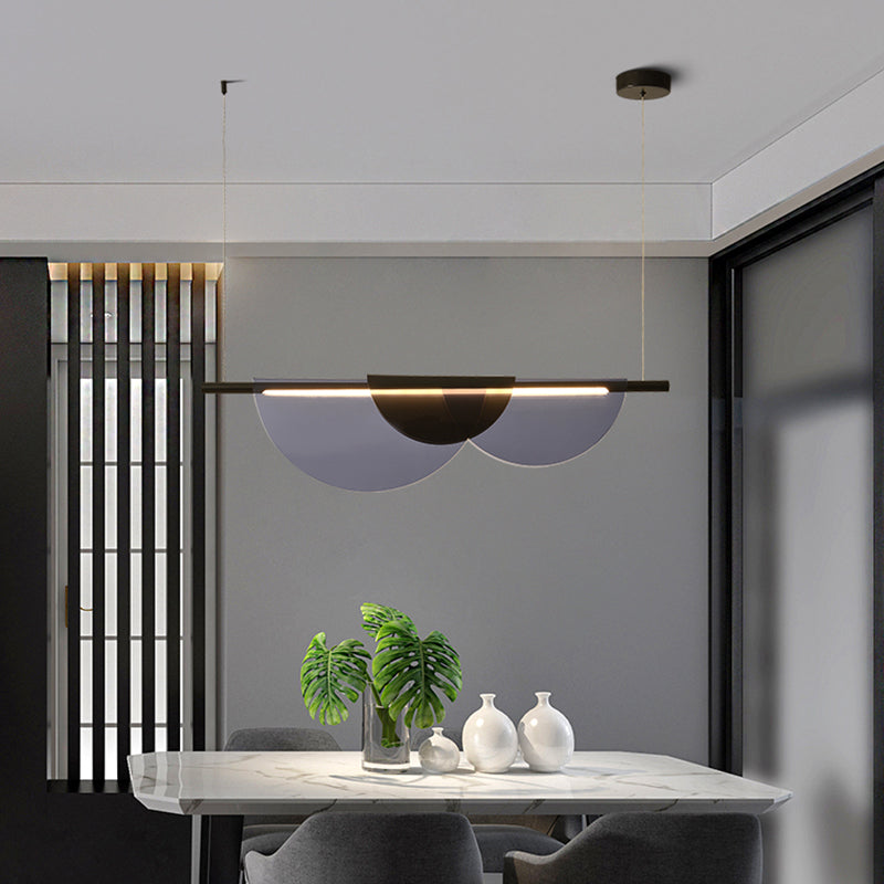 Lámpara de la isla de black metal moderna luz colgante de restaurante de geometría de 1 cabeza con sombra acrílica
