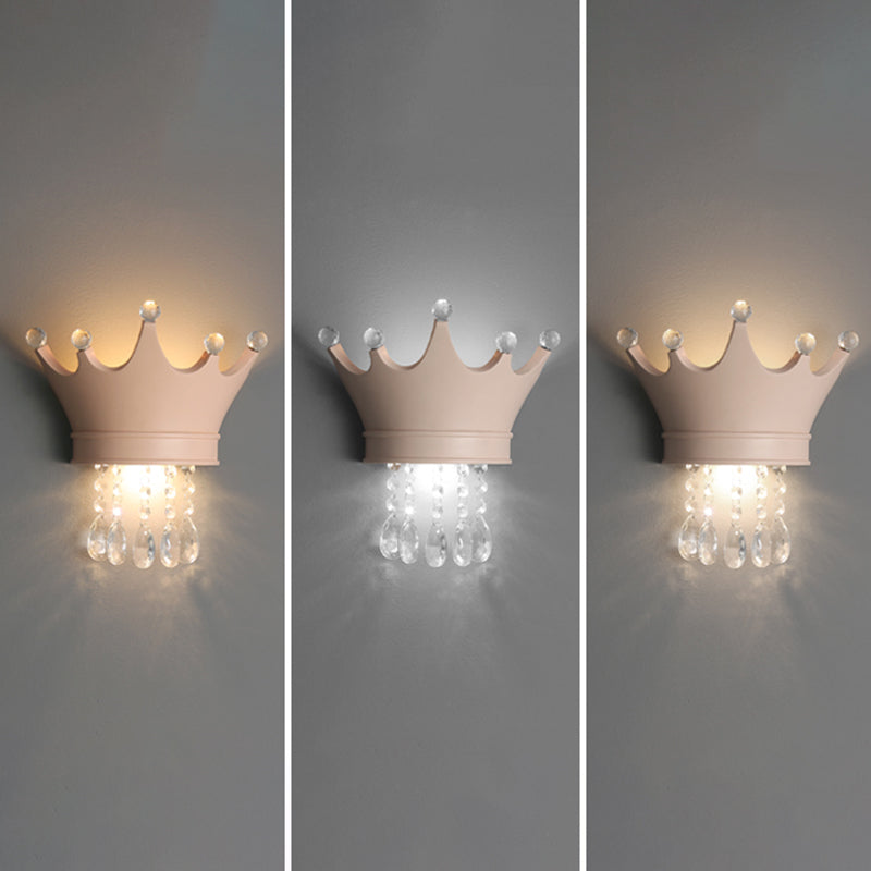 Modern Style Wall Light Colorful Crown Shape Wall Sconce with Crystal for Bedroom