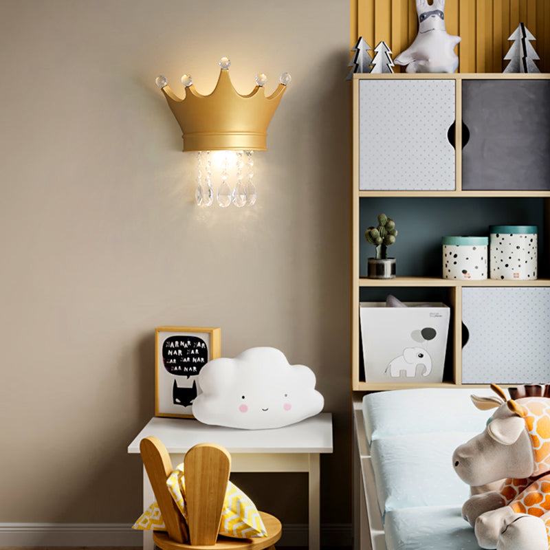 Modern Style Wall Light Colorful Crown Shape Wall Sconce with Crystal for Bedroom