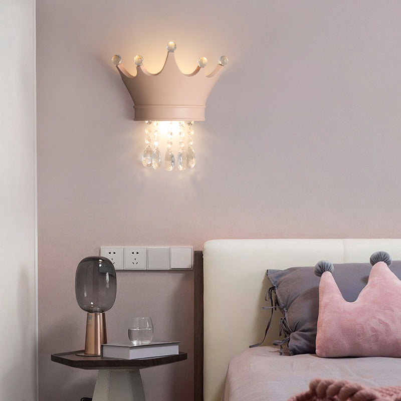 Modern Style Wall Light Colorful Crown Shape Wall Sconce with Crystal for Bedroom
