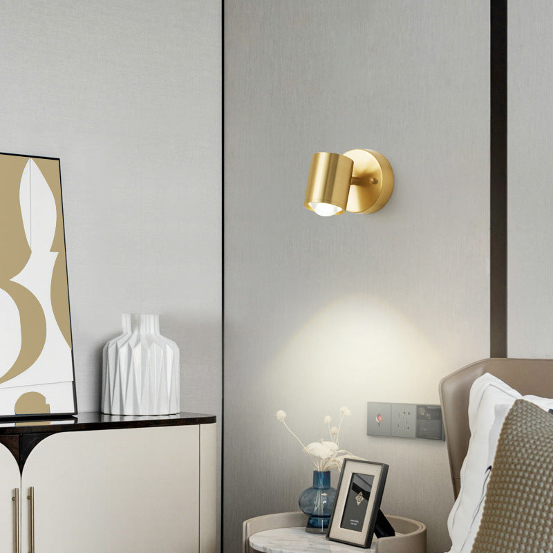 Nordic Style Brass Wall Light Geometric LED Wall Sconce in Gold for Bedroom