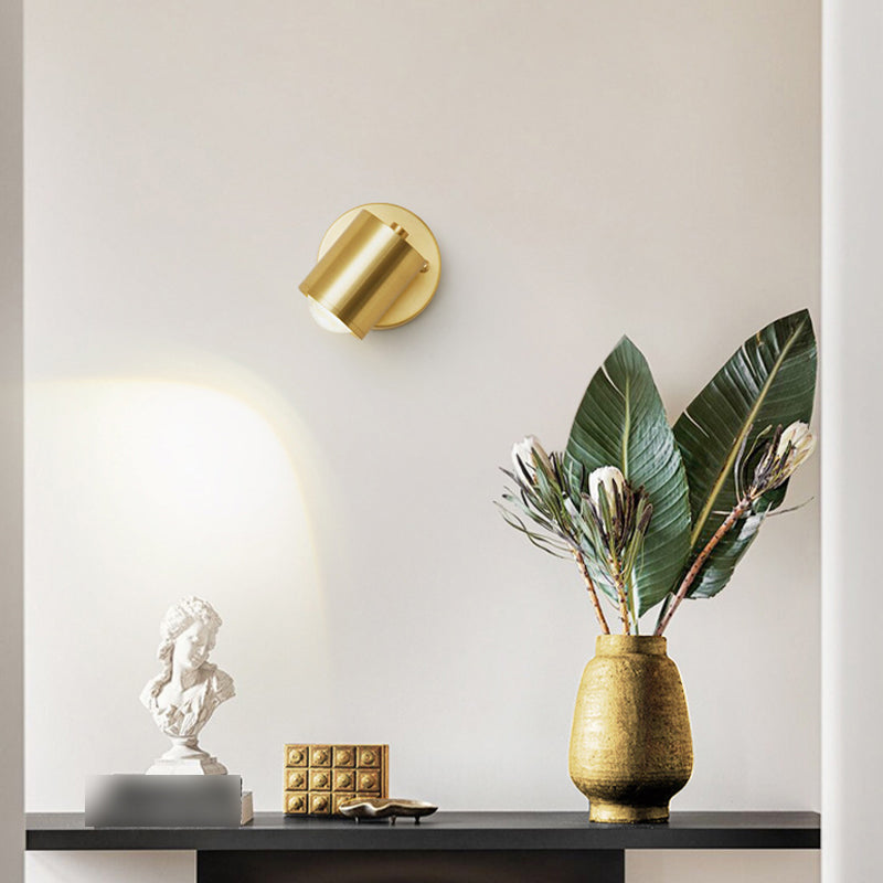 Nordic Style Brass Wall Light Geometric LED Wall Sconce in Gold for Bedroom