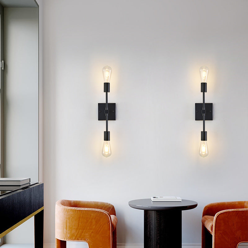Luz de pared de metal de estilo nórdico Minimalista 2 luces Disconente de pared para dormitorio