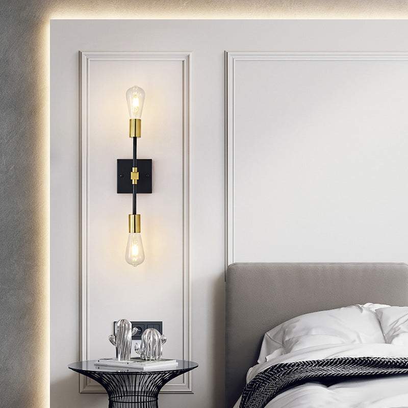 Nordic Style Metal Wall Light Minimalist 2 Lights Wall Sconce for Bedroom