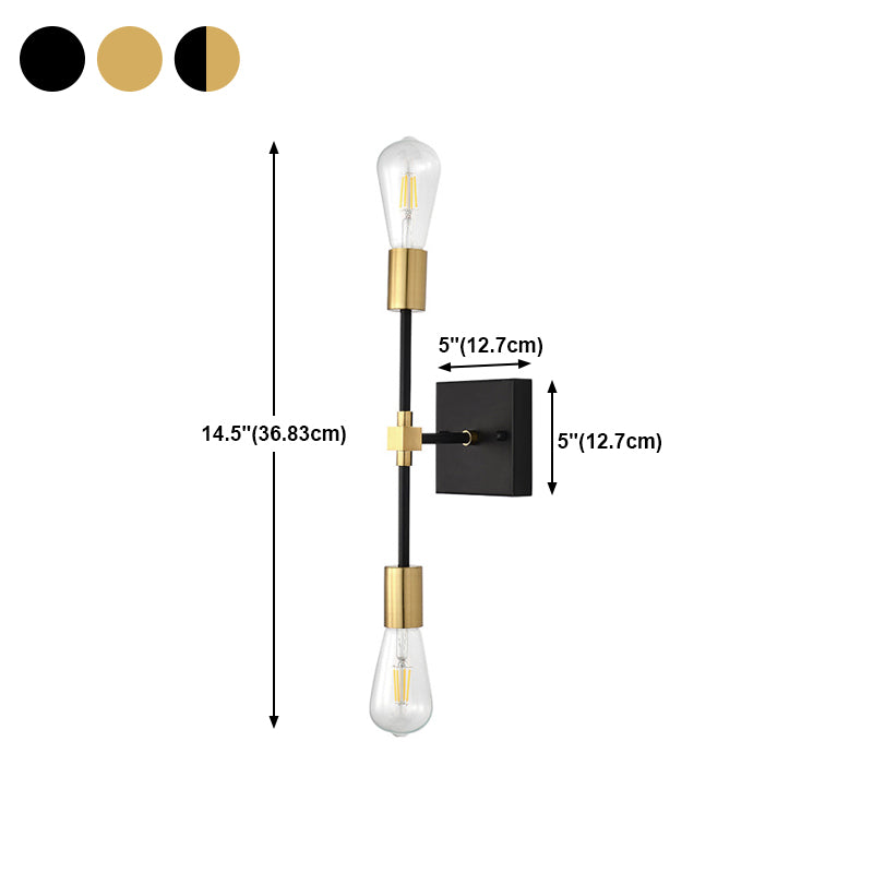 Nordic Style Metal Wall Light Minimalist 2 Lights Wall Sconce for Bedroom