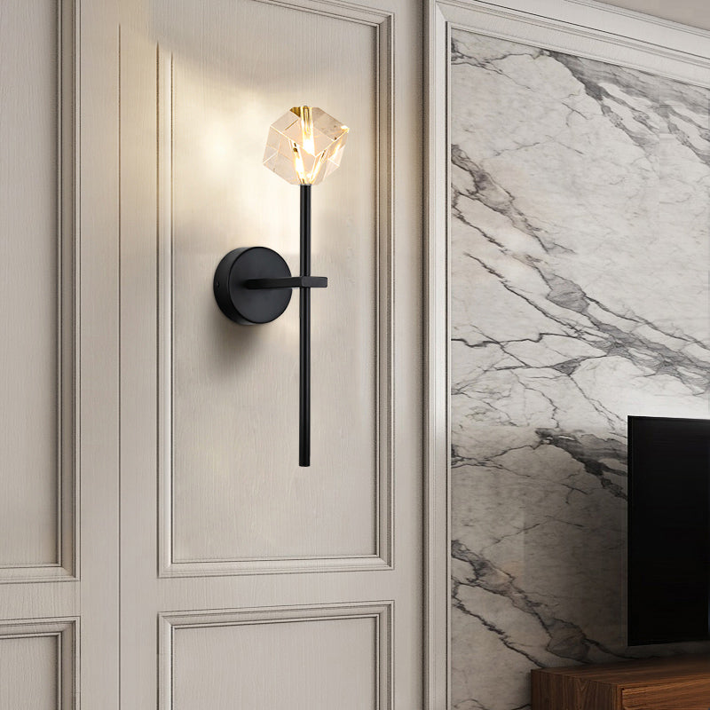 1 Light Wall Sconce Postmodern Style Crystal Wall Lighting for Living Room
