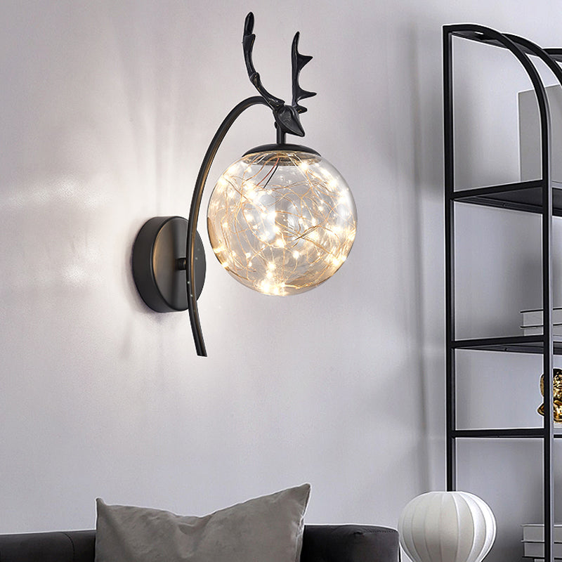 1 Light Spherical Wall Sconce Modern Style Glass Wall Lighting for Dining Room