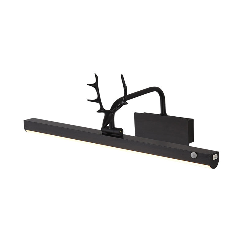Metal Linear Shade Wall Sconce Modern Style 1 Light Mirror Wall Lighting Fixture in Black