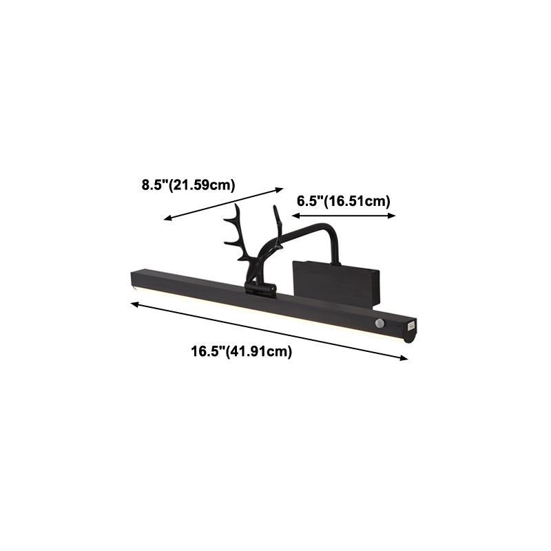 Metal Linear Shade Wall Sconce Modern Style 1 Light Mirror Wall Lighting Fixture in Black