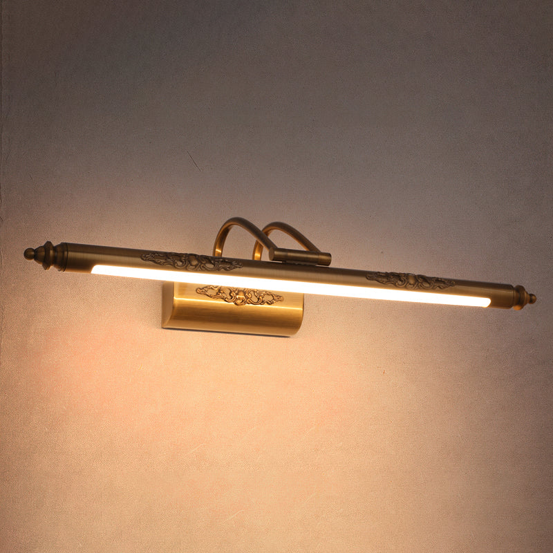 Metal Linear Shade Wall Sconce Modern 1-Light Mirror Wall Wall Lighting Fixtures in Brass
